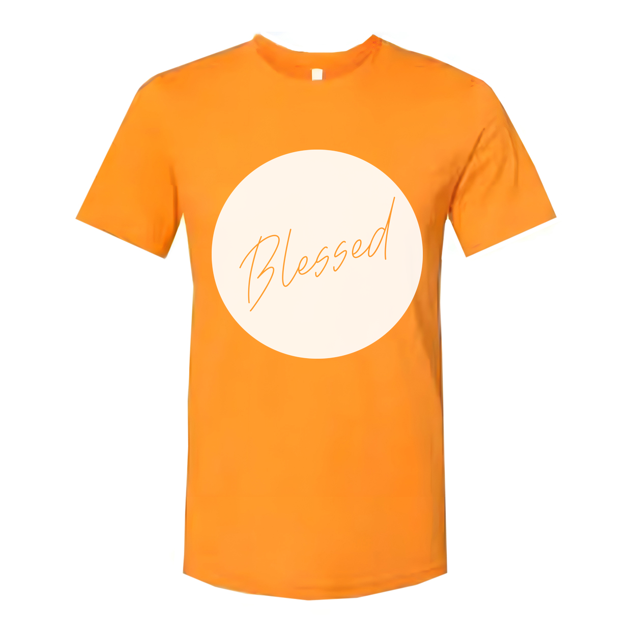 Unisex Blessed Circle Graphic T Shirt Featuring Elegant Script Font Design For Faith Centered Style