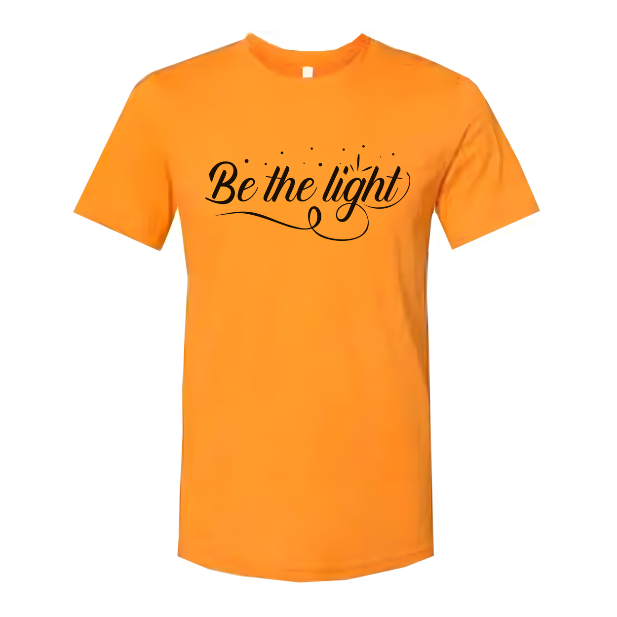 Be The Light Christian Unisex T Shirt With Script Font And Decorative Dots Emblem Design