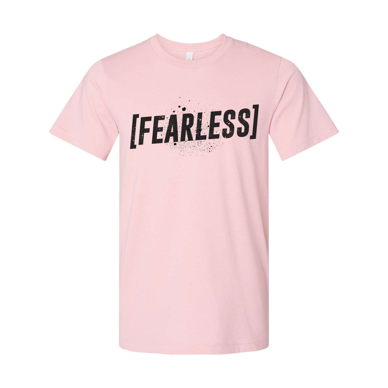 Unisex Fearless Bracketed Text Tee With Splatter Graphic Logo Front Print For Daily Wear