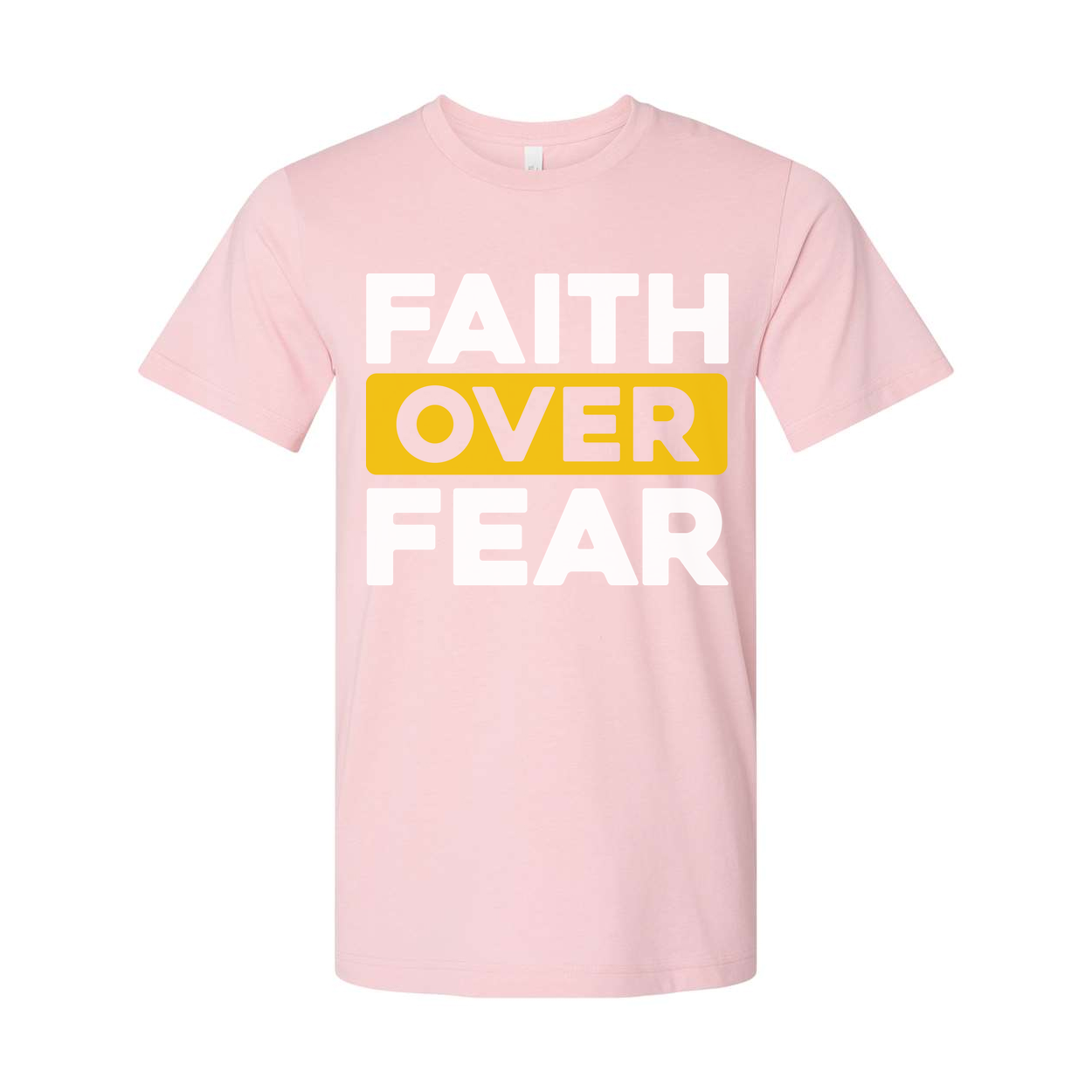 Faith Over Fear Unisex T Shirt With Bold Yellow Highlight On Over For Christian Apparel