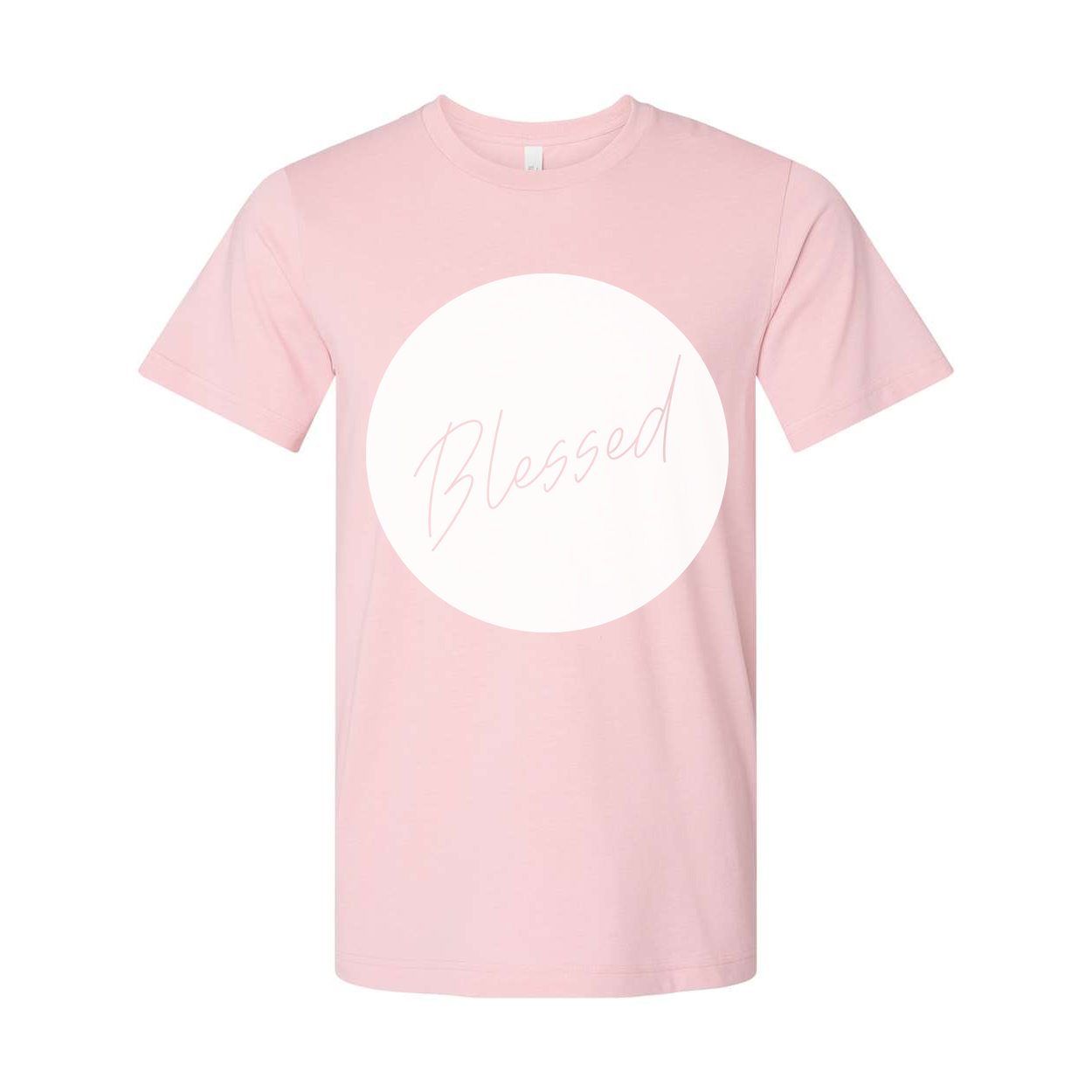 Unisex Blessed Circle Graphic T Shirt Featuring Elegant Script Font Design For Faith Centered Style