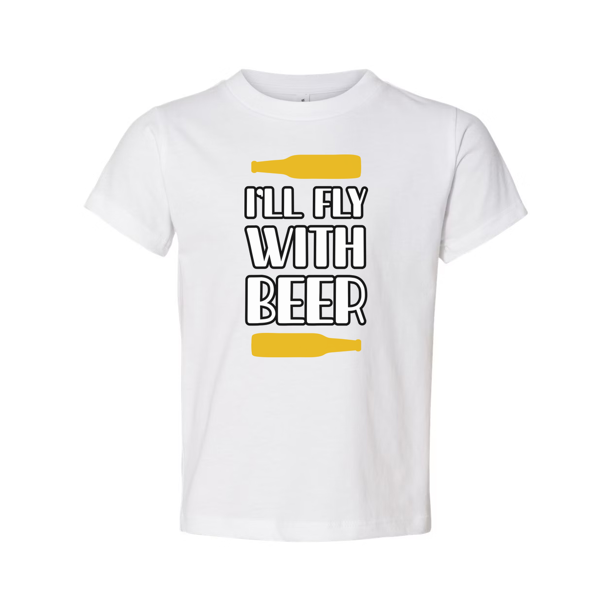 Unisex Beer Graphic T Shirt With Bottle Illustrations Printed Front I Will Fly With Beer