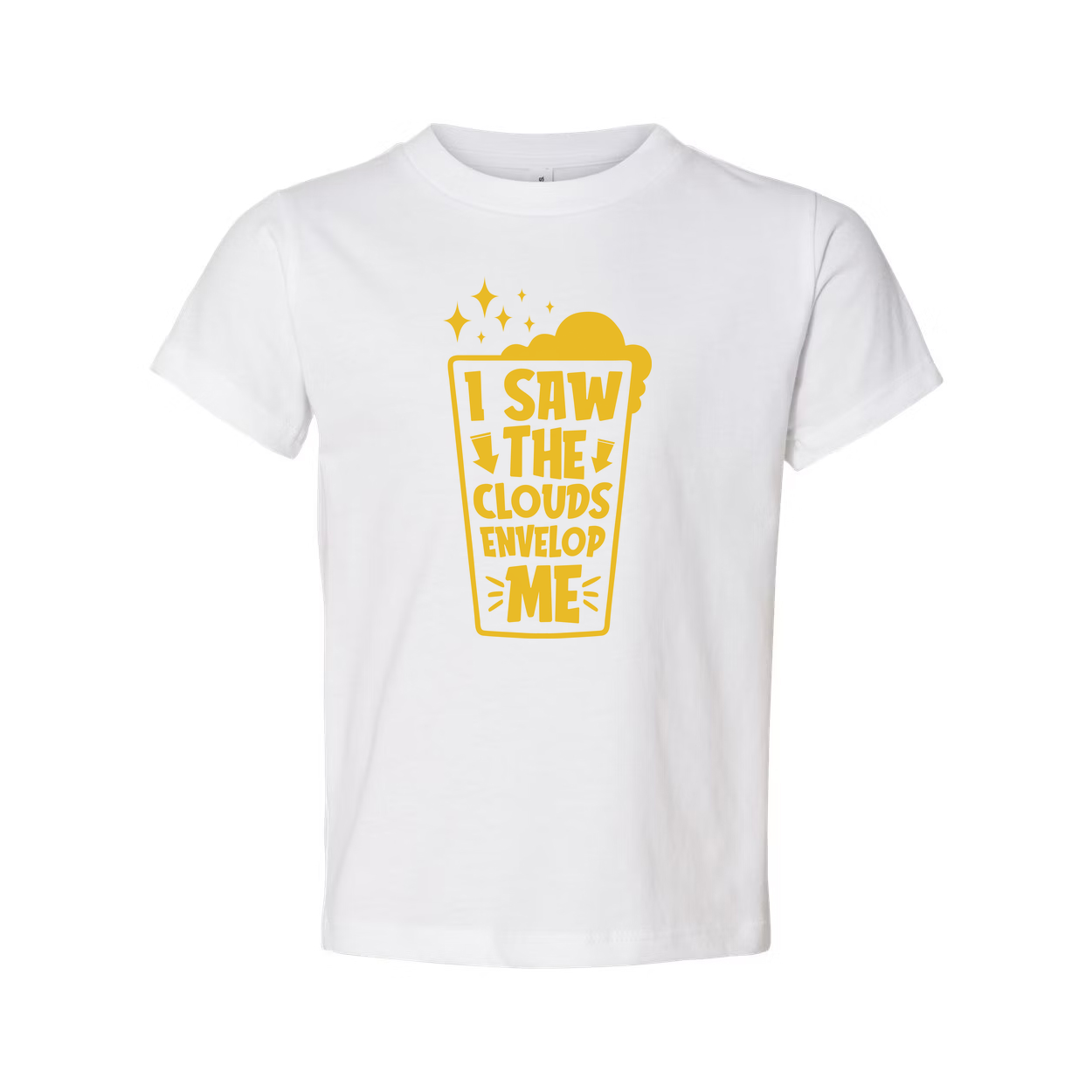Unisex Graphic T Shirt With I Saw The Clouds Envelop Me Design In Bold Yellow Print