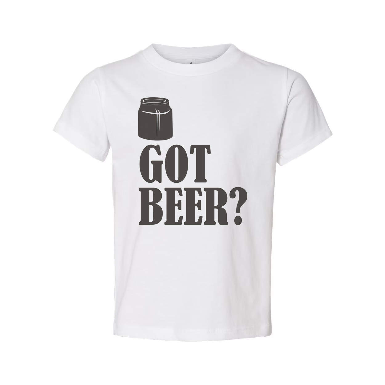 Unisex Short Sleeve T Shirt With Beer Can Graphic And Got Beer Phrase Print Design