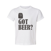 Unisex Short Sleeve T Shirt With Beer Can Graphic And Got Beer Phrase Print Design