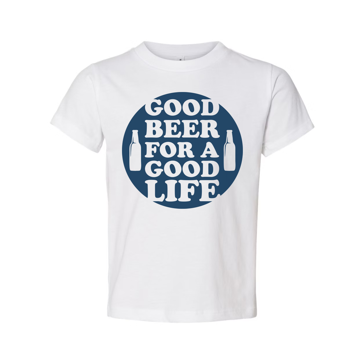 Unisex Graphic T Shirt With Circular Good Beer For A Good Life Design And Beer Bottle Icons