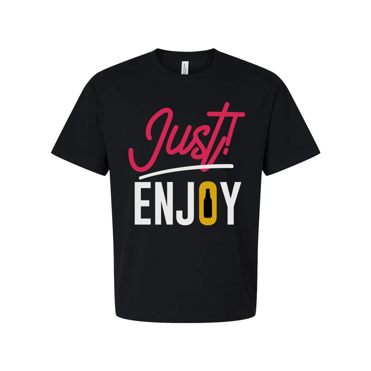 Just Enjoy Beer Graphic Unisex Tee With Bottle Icon Design For Casual Everyday Wear