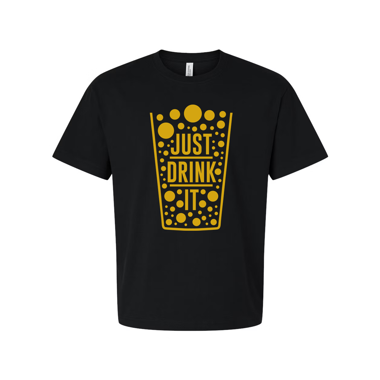 Just Drink It Beer Glass Graphic Tee With Dotted Pattern For Unisex Adults Casual Wear
