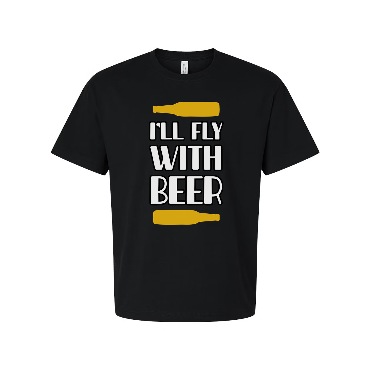 Unisex Beer Graphic T Shirt With Bottle Illustrations Printed Front I Will Fly With Beer