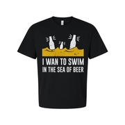 I Want To Swim In The Sea Of Beer Graphic Unisex Short Sleeve Tee For Beer Lovers