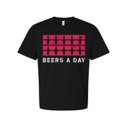 Unisex Beers A Day Graphic Tee With Pink Bottle Stripe Distressed Print Retro Style