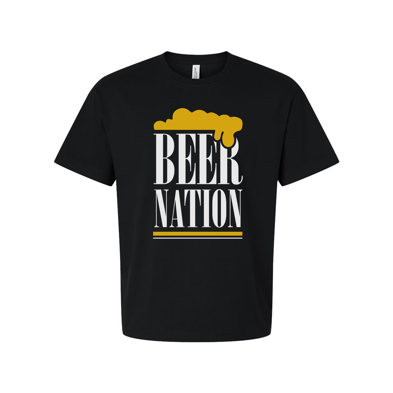 Beer Nation Unisex Short Sleeve Graphic T Shirt With Beer Foam Logo Design For Everyday Wear