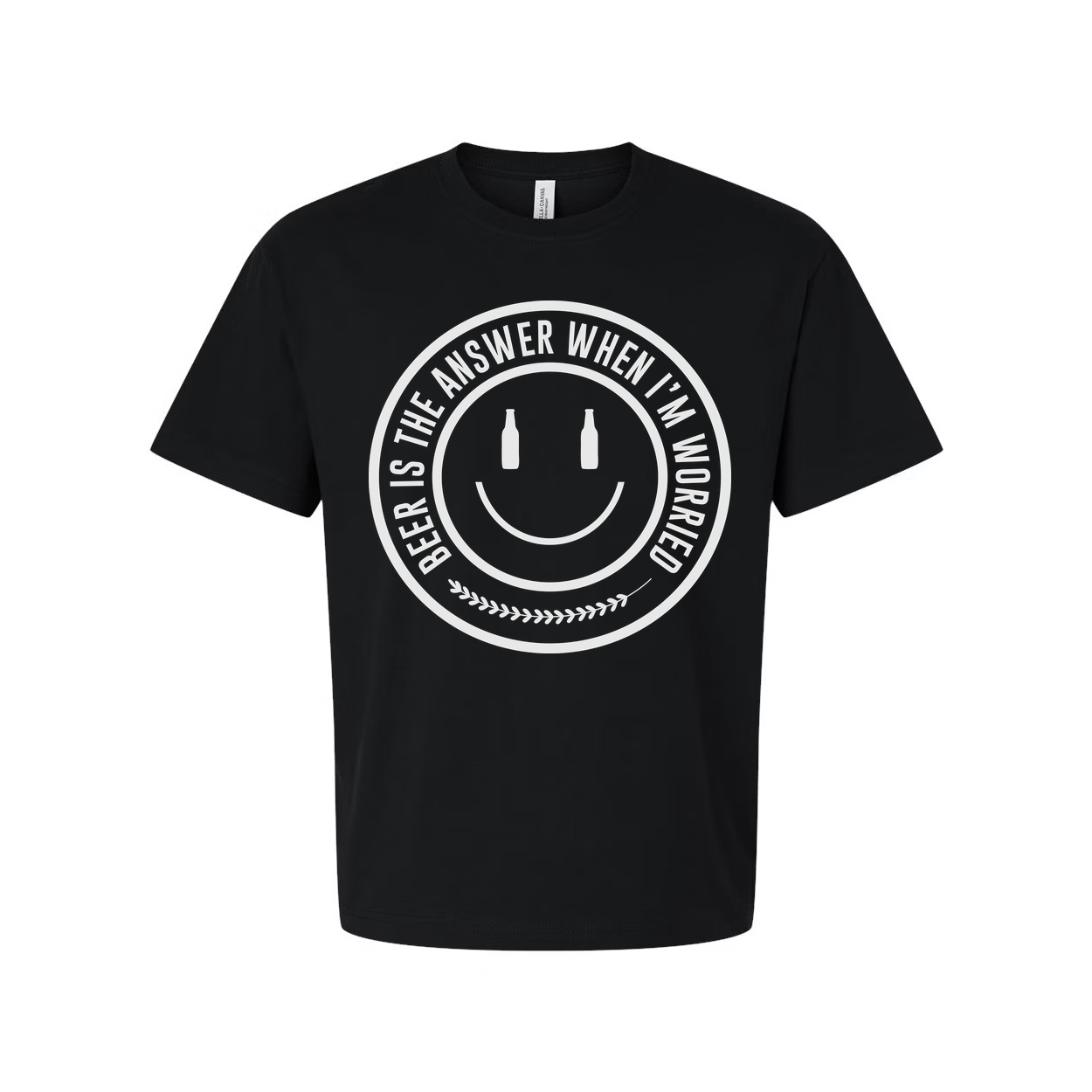 Unisex Beer Is The Answer When I'm Worried Circular Logo Graphic Tee Shirt For Everyday Wear