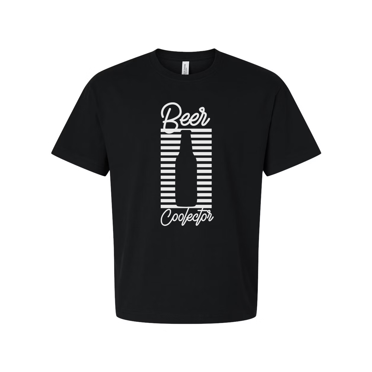 Beer Bottle Graphic Unisex T Shirt With Striped Frame Design For Casual Wear And Everyday Comfort