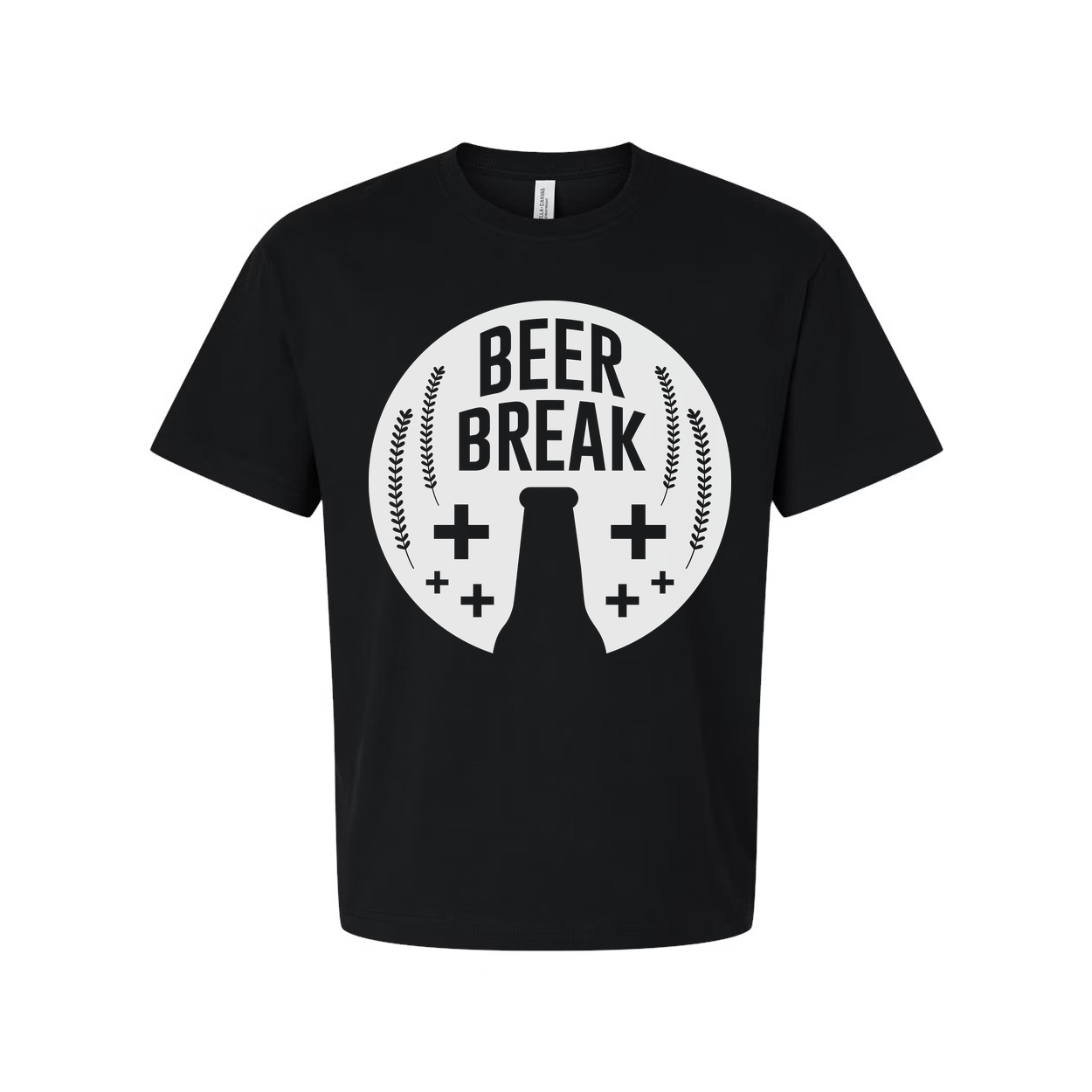 Beer Break Graphic Unisex Tee With Bottle Silhouette And Wheat Barley Motif Artwork