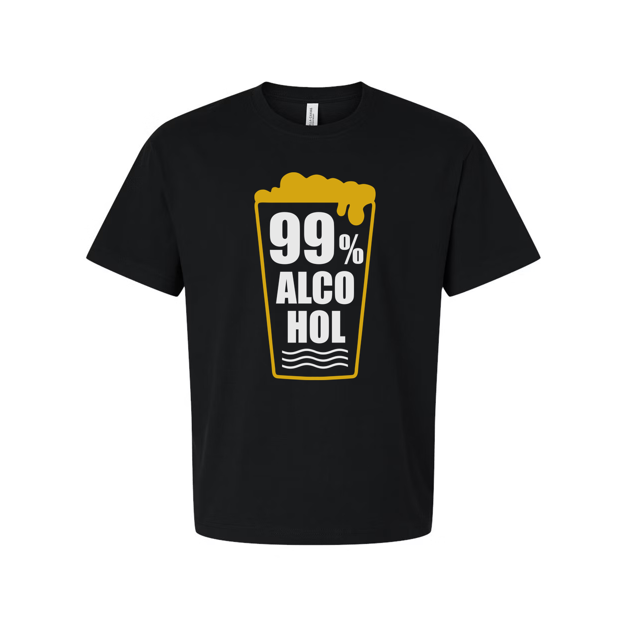 Unisex Beer Glass Graphic T Shirt With 99 Percent Alcohol Text Design For Everyday Wear And Fun