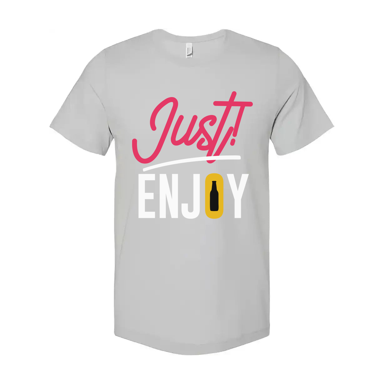 Just Enjoy Beer Graphic Unisex Tee With Bottle Icon Design For Casual Everyday Wear