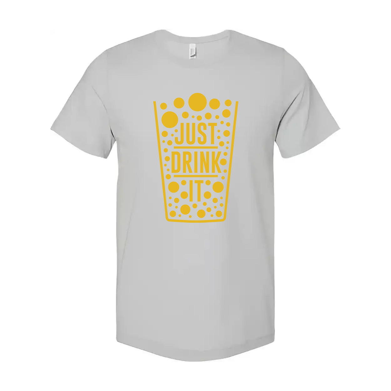 Just Drink It Beer Glass Graphic Tee With Dotted Pattern For Unisex Adults Casual Wear