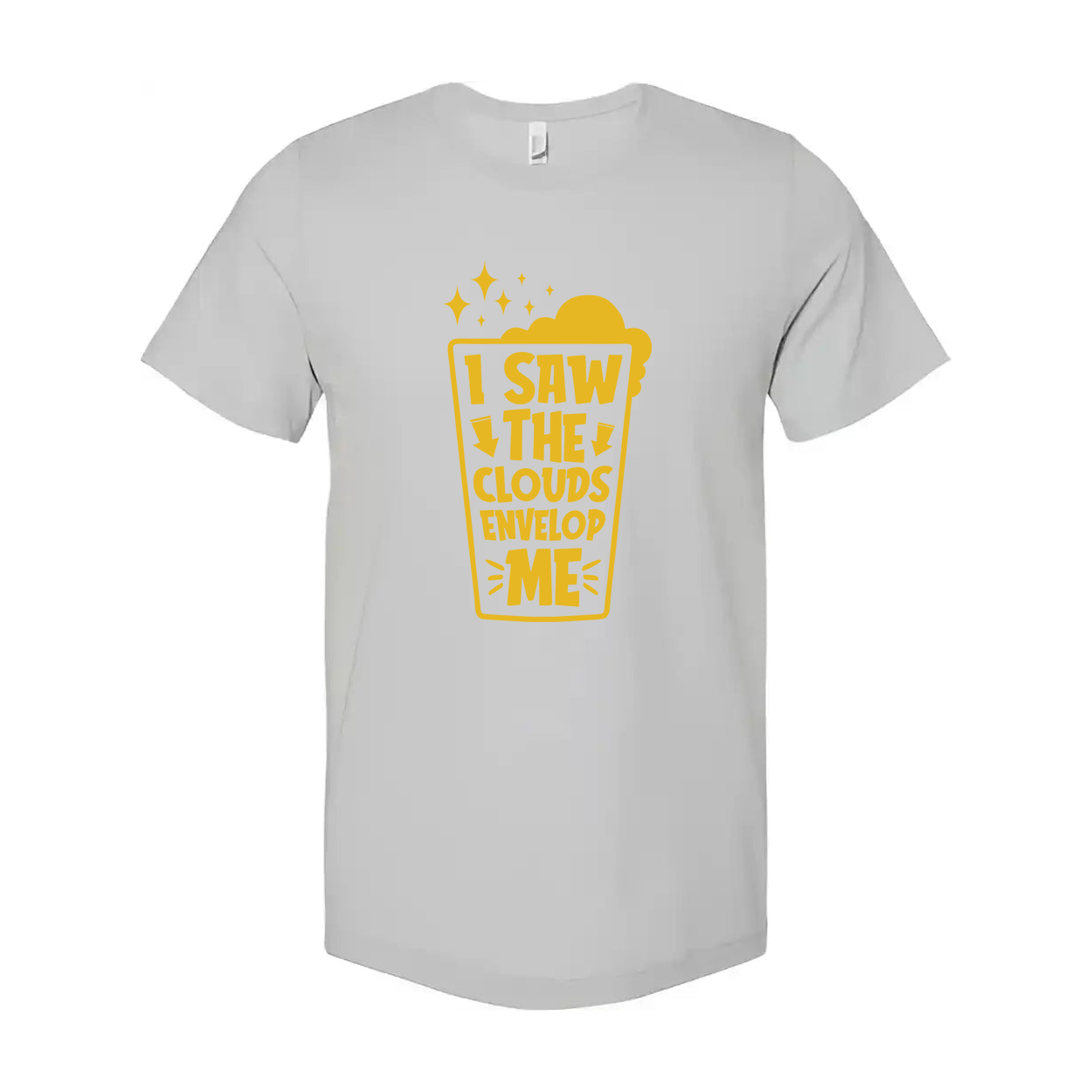 Unisex Graphic T Shirt With I Saw The Clouds Envelop Me Design In Bold Yellow Print