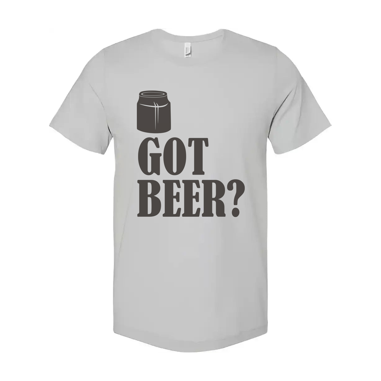 Unisex Short Sleeve T Shirt With Beer Can Graphic And Got Beer Phrase Print Design