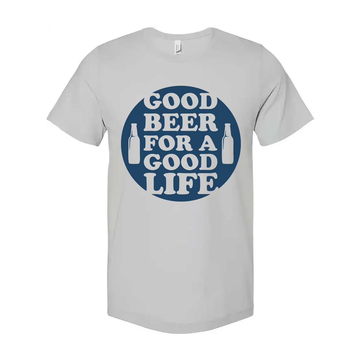 Unisex Graphic T Shirt With Circular Good Beer For A Good Life Design And Beer Bottle Icons