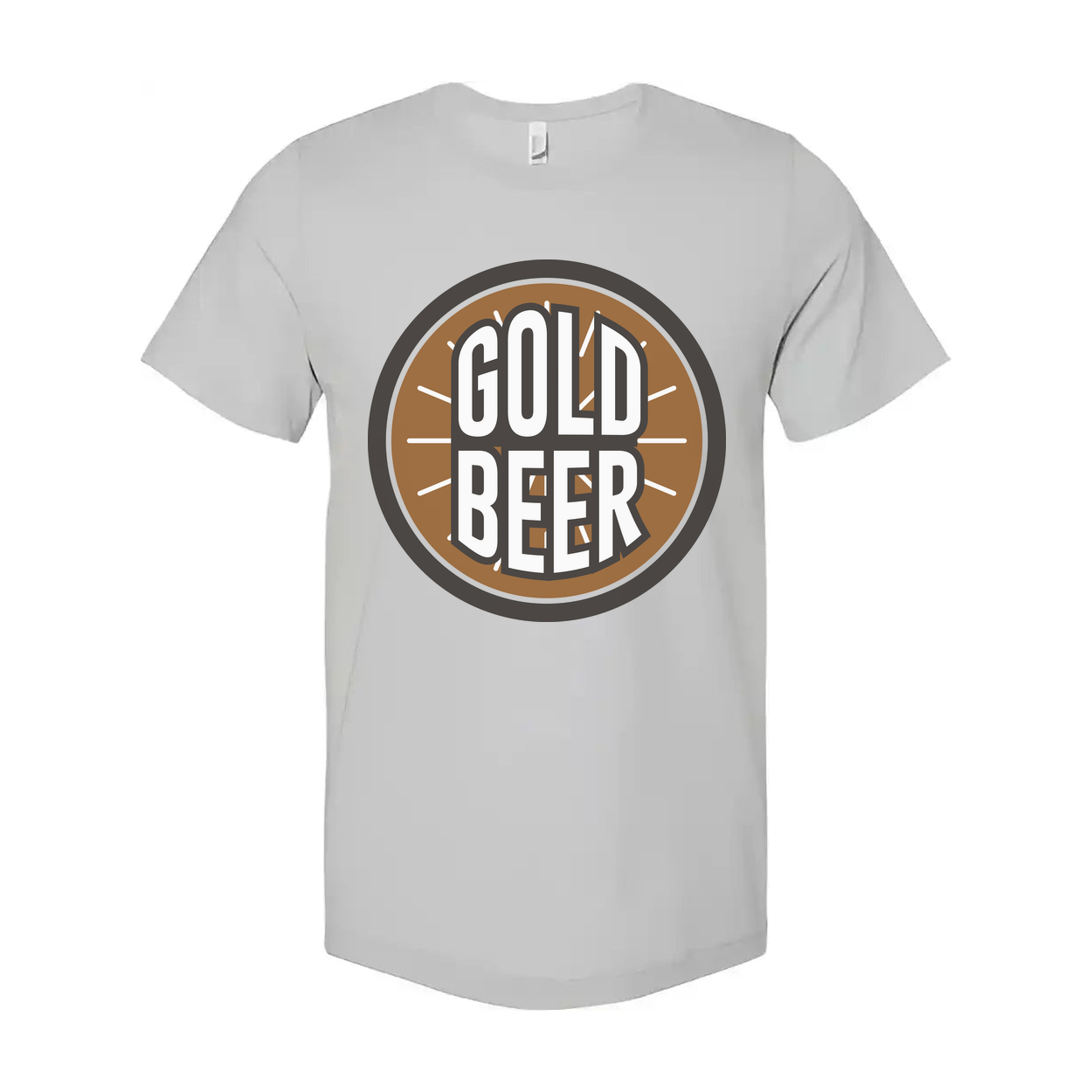 Gold Beer Circle Logo Graphic T Shirt For Men And Women Unisex Casual Tee With Bold Design