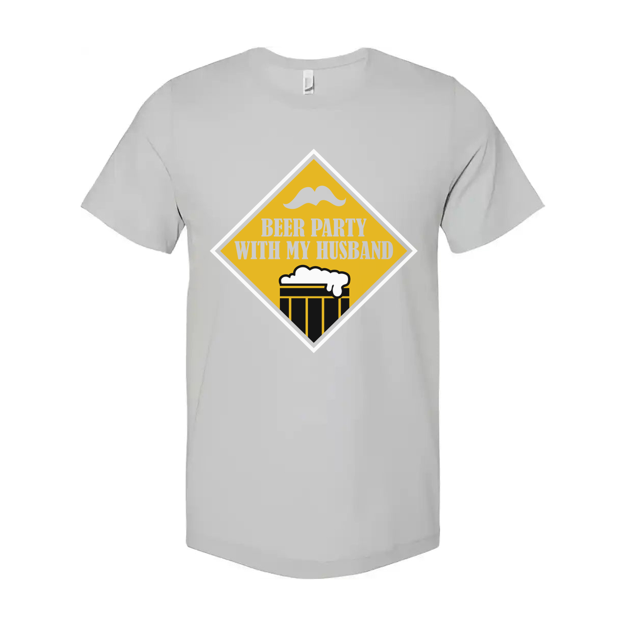 Beer Party With My Husband Graphic Tee For Couples Unisex Short Sleeve Shirt Casual Wear