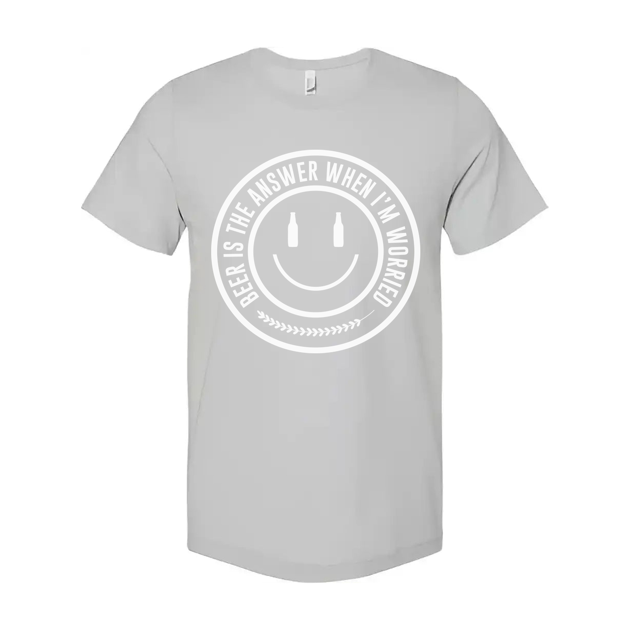 Unisex Beer Is The Answer When I'm Worried Circular Logo Graphic Tee Shirt For Everyday Wear