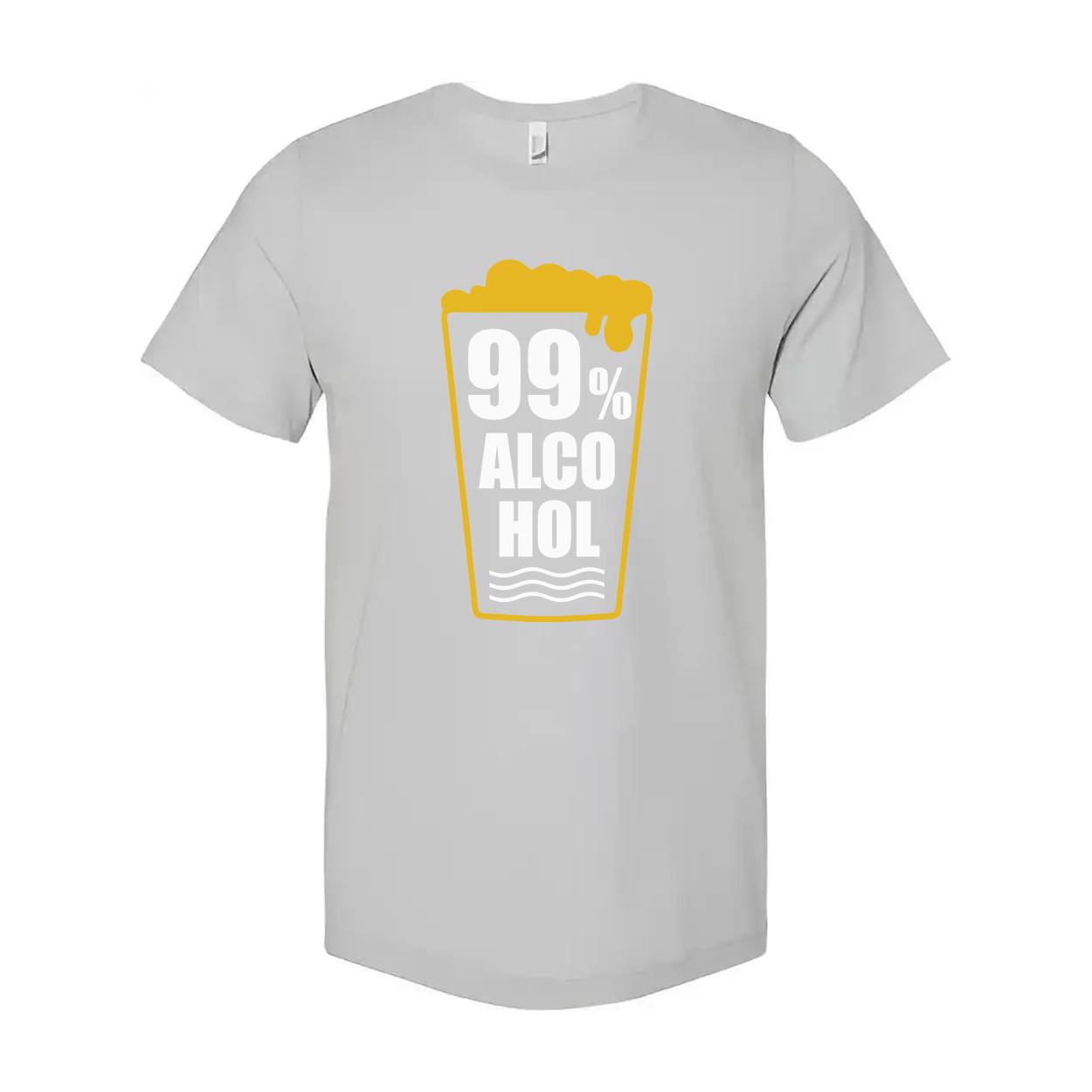 Unisex Beer Glass Graphic T Shirt With 99 Percent Alcohol Text Design For Everyday Wear And Fun