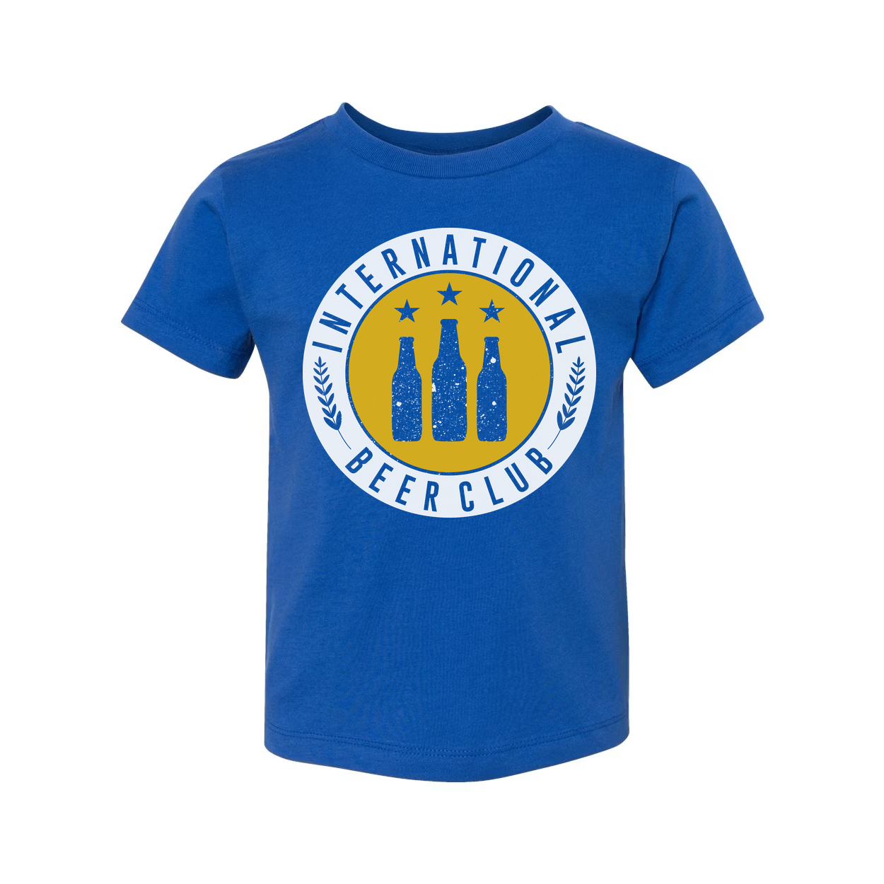 Unisex Graphic T Shirt Featuring International Beer Club Logo With Bottles Emblem And Stars