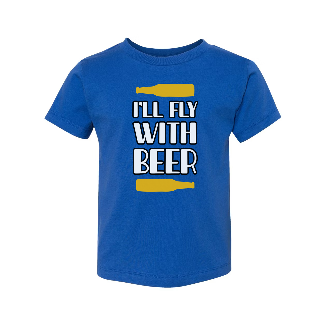 Unisex Beer Graphic T Shirt With Bottle Illustrations Printed Front I Will Fly With Beer