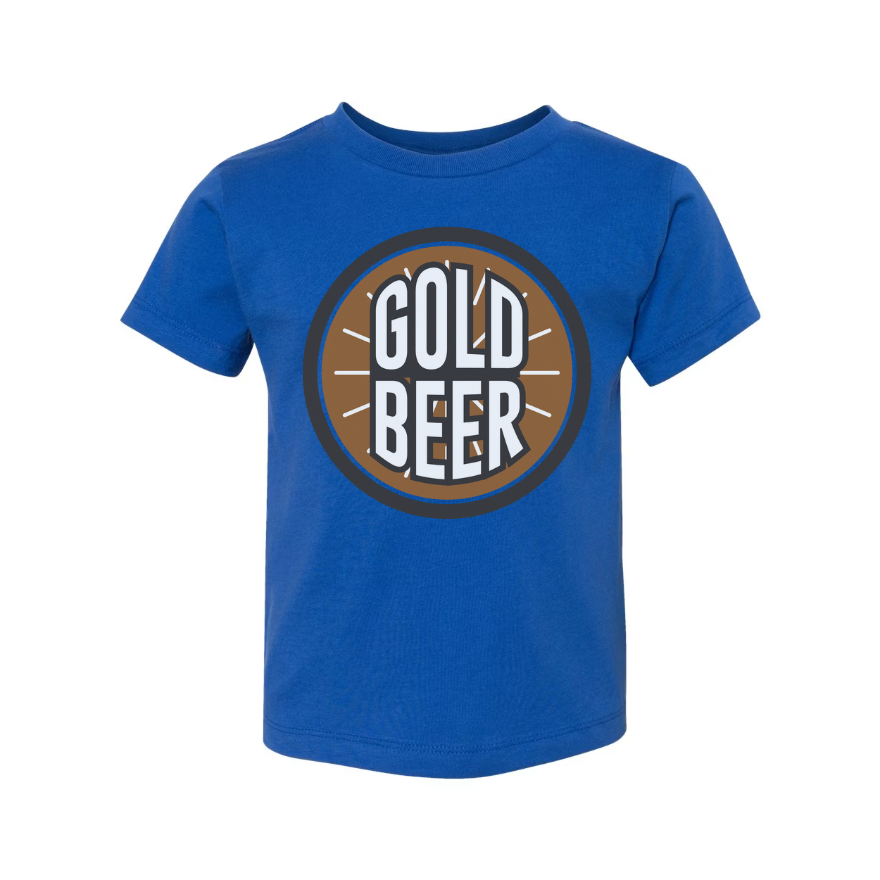Gold Beer Circle Logo Graphic T Shirt For Men And Women Unisex Casual Tee With Bold Design