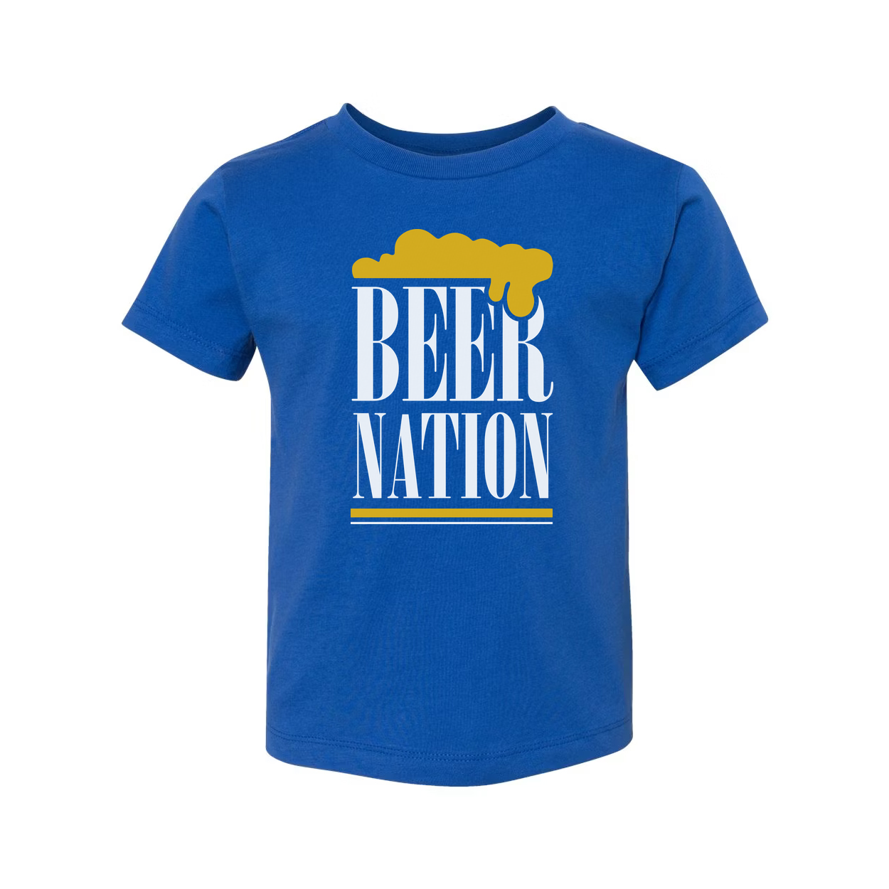Beer Nation Unisex Short Sleeve Graphic T Shirt With Beer Foam Logo Design For Everyday Wear