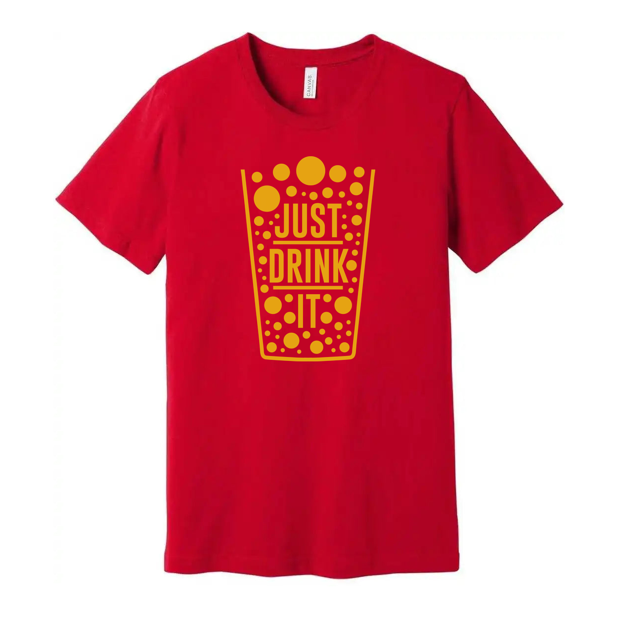 Just Drink It Beer Glass Graphic Tee With Dotted Pattern For Unisex Adults Casual Wear