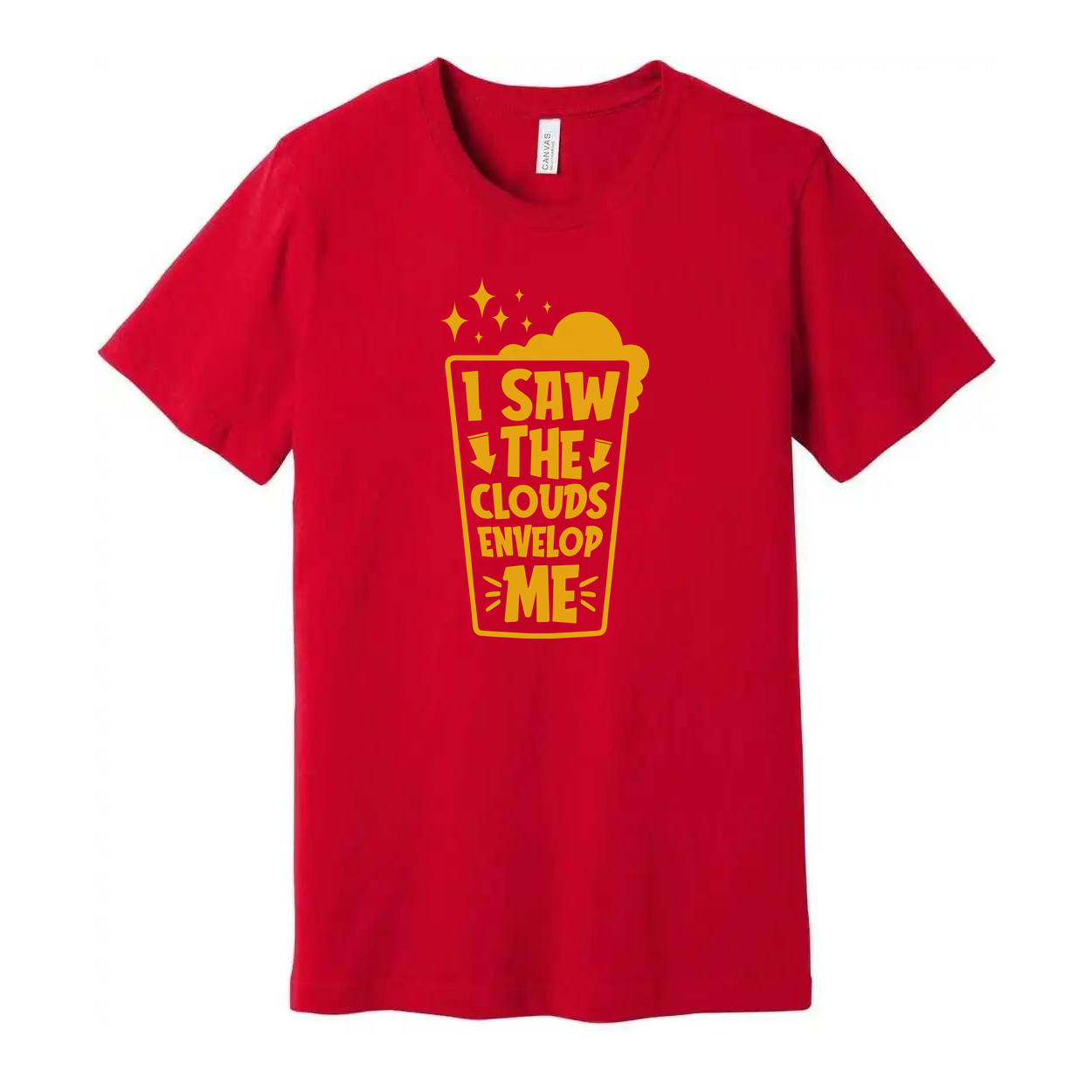 Unisex Graphic T Shirt With I Saw The Clouds Envelop Me Design In Bold Yellow Print