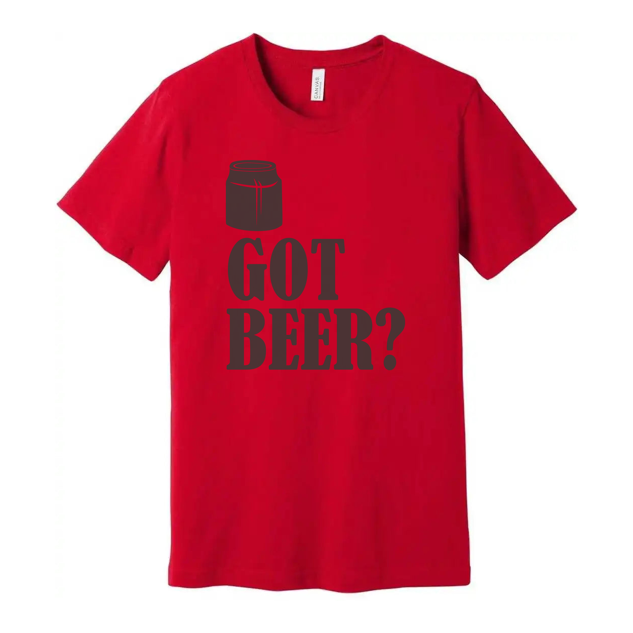 Unisex Short Sleeve T Shirt With Beer Can Graphic And Got Beer Phrase Print Design