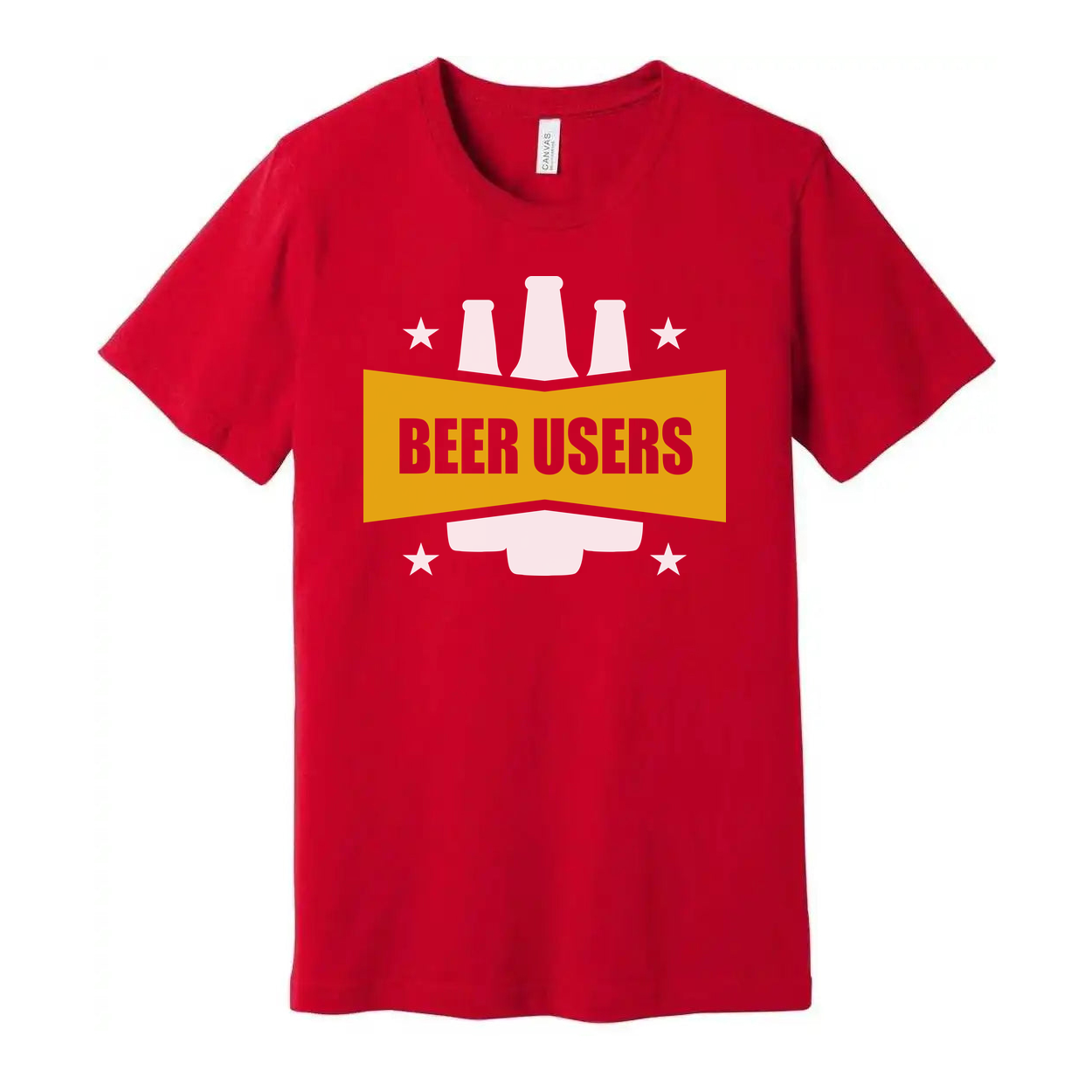 Beer Users Graphic Unisex Tee With Bold Yellow Banner And Beer Bottle Silhouette Artwork