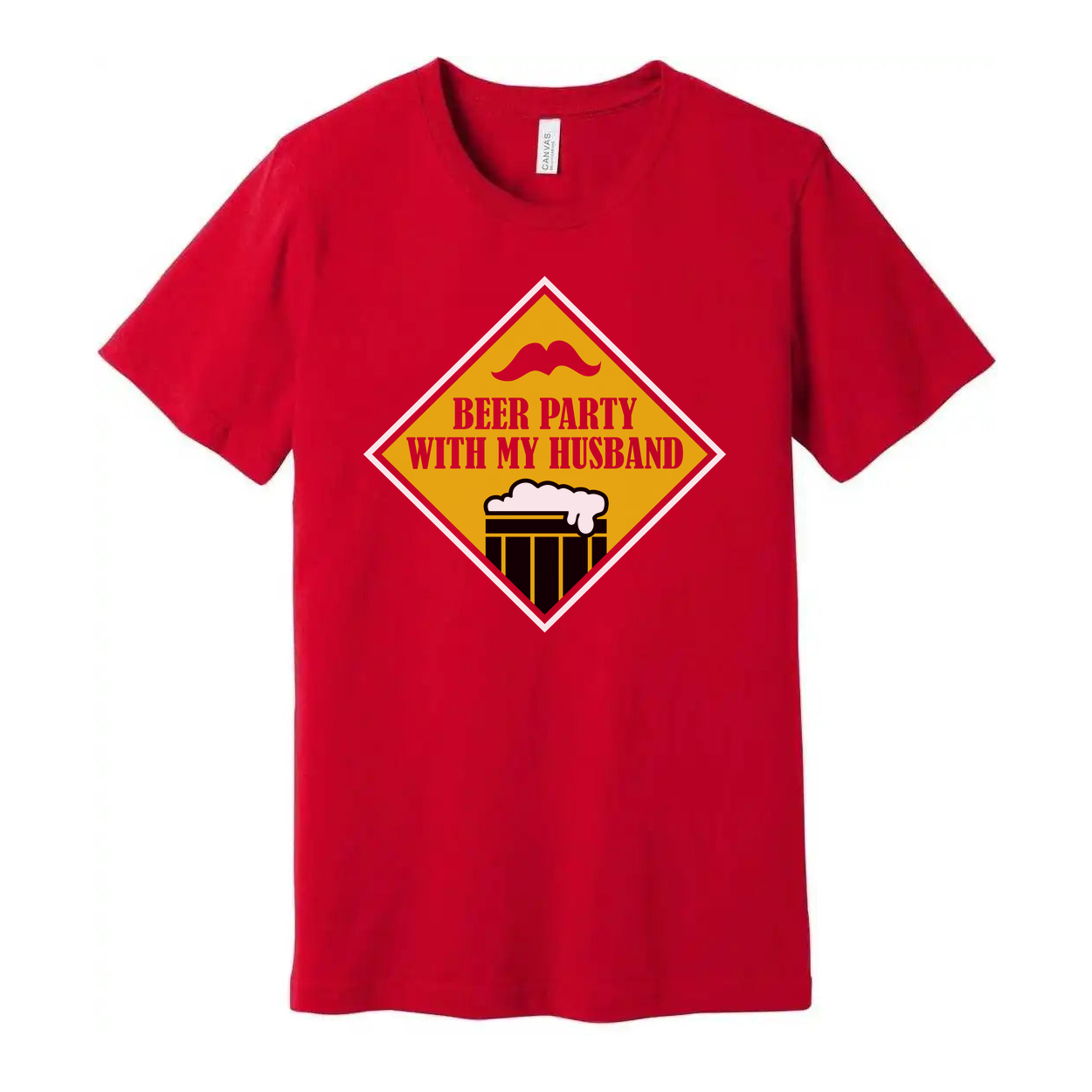 Beer Party With My Husband Graphic Tee For Couples Unisex Short Sleeve Shirt Casual Wear