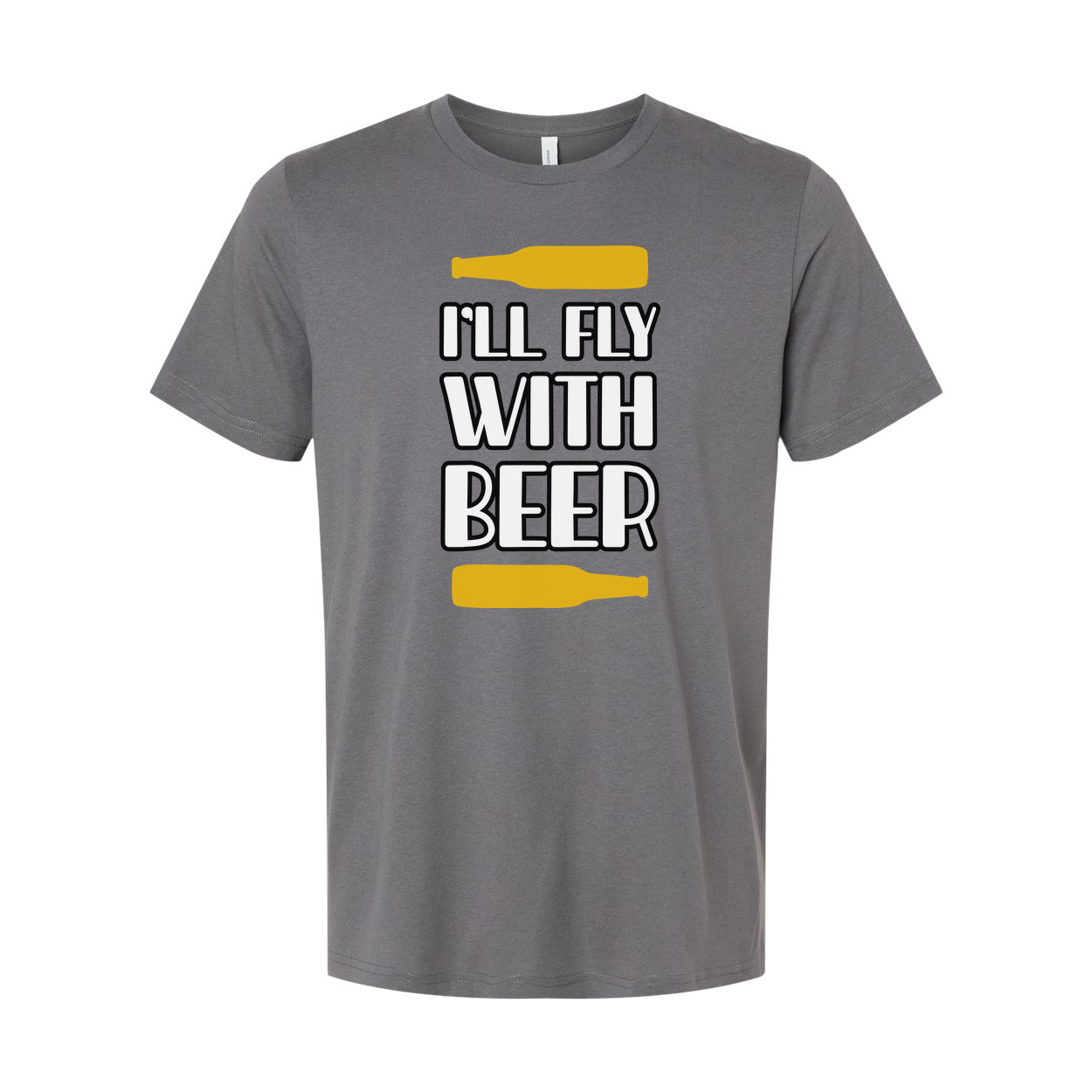 Unisex Beer Graphic T Shirt With Bottle Illustrations Printed Front I Will Fly With Beer