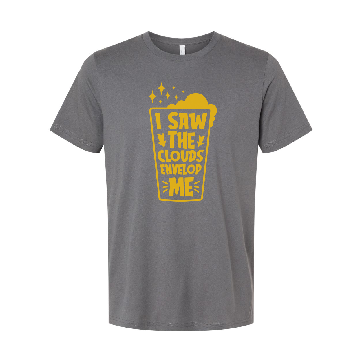 Unisex Graphic T Shirt With I Saw The Clouds Envelop Me Design In Bold Yellow Print