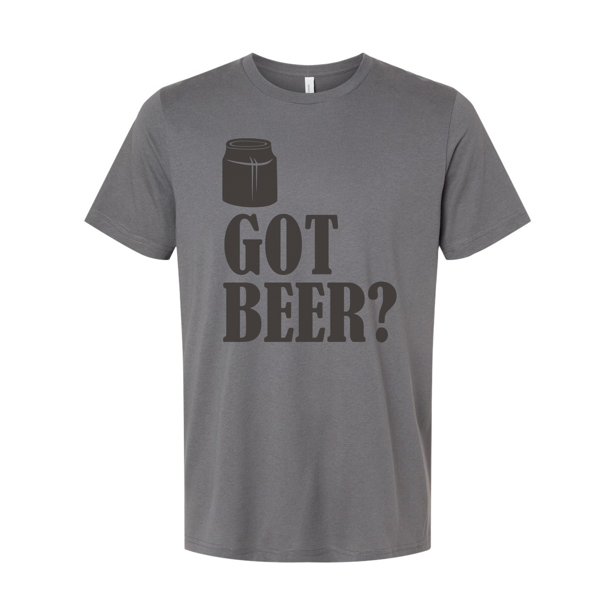 Unisex Short Sleeve T Shirt With Beer Can Graphic And Got Beer Phrase Print Design