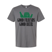 Unisex Graphic T Shirt With Beer Bottles And Can Design Featuring Good Friends Good Beer