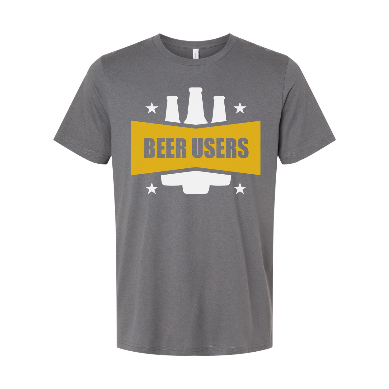 Beer Users Graphic Unisex Tee With Bold Yellow Banner And Beer Bottle Silhouette Artwork