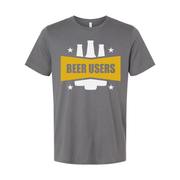 Beer Users Graphic Unisex Tee With Bold Yellow Banner And Beer Bottle Silhouette Artwork