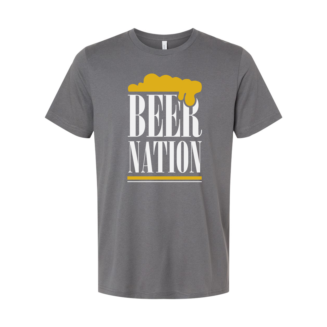 Beer Nation Unisex Short Sleeve Graphic T Shirt With Beer Foam Logo Design For Everyday Wear