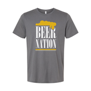 Beer Nation Unisex Short Sleeve Graphic T Shirt With Beer Foam Logo Design For Everyday Wear