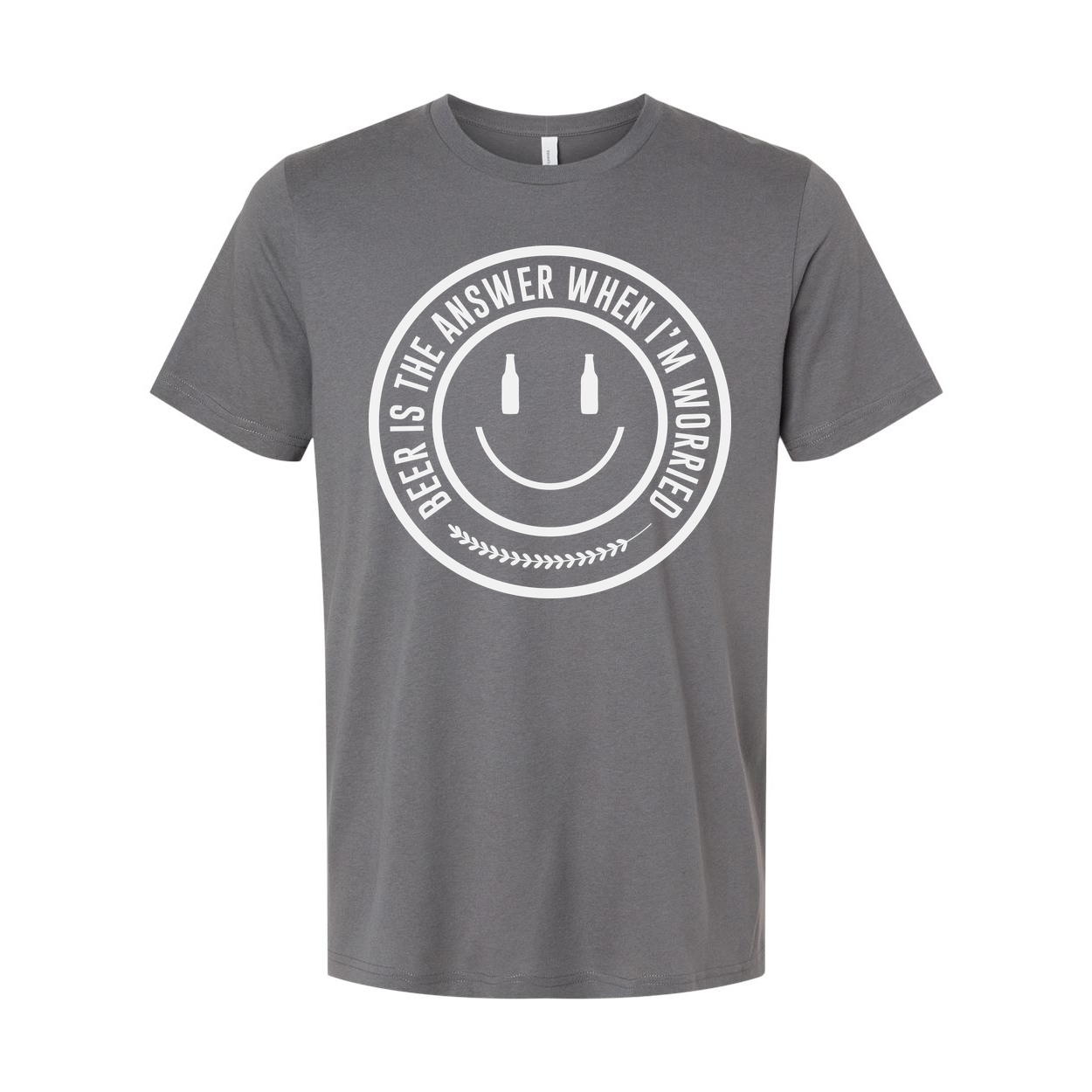Unisex Beer Is The Answer When I'm Worried Circular Logo Graphic Tee Shirt For Everyday Wear