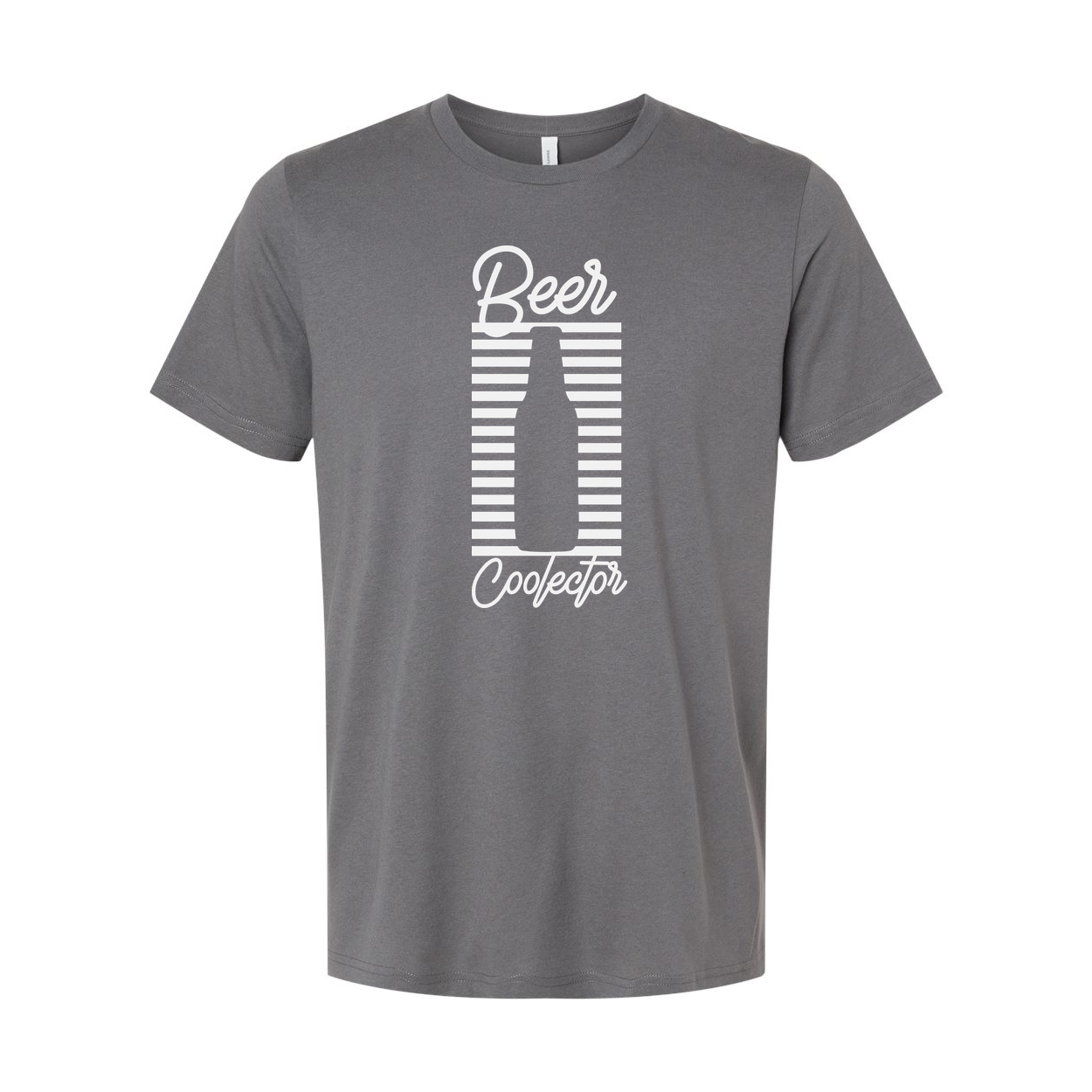 Beer Bottle Graphic Unisex T Shirt With Striped Frame Design For Casual Wear And Everyday Comfort