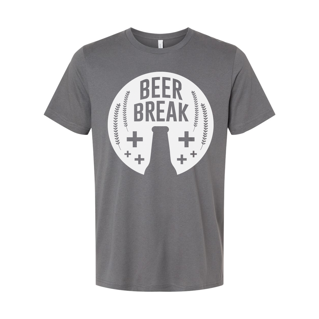 Beer Break Graphic Unisex Tee With Bottle Silhouette And Wheat Barley Motif Artwork