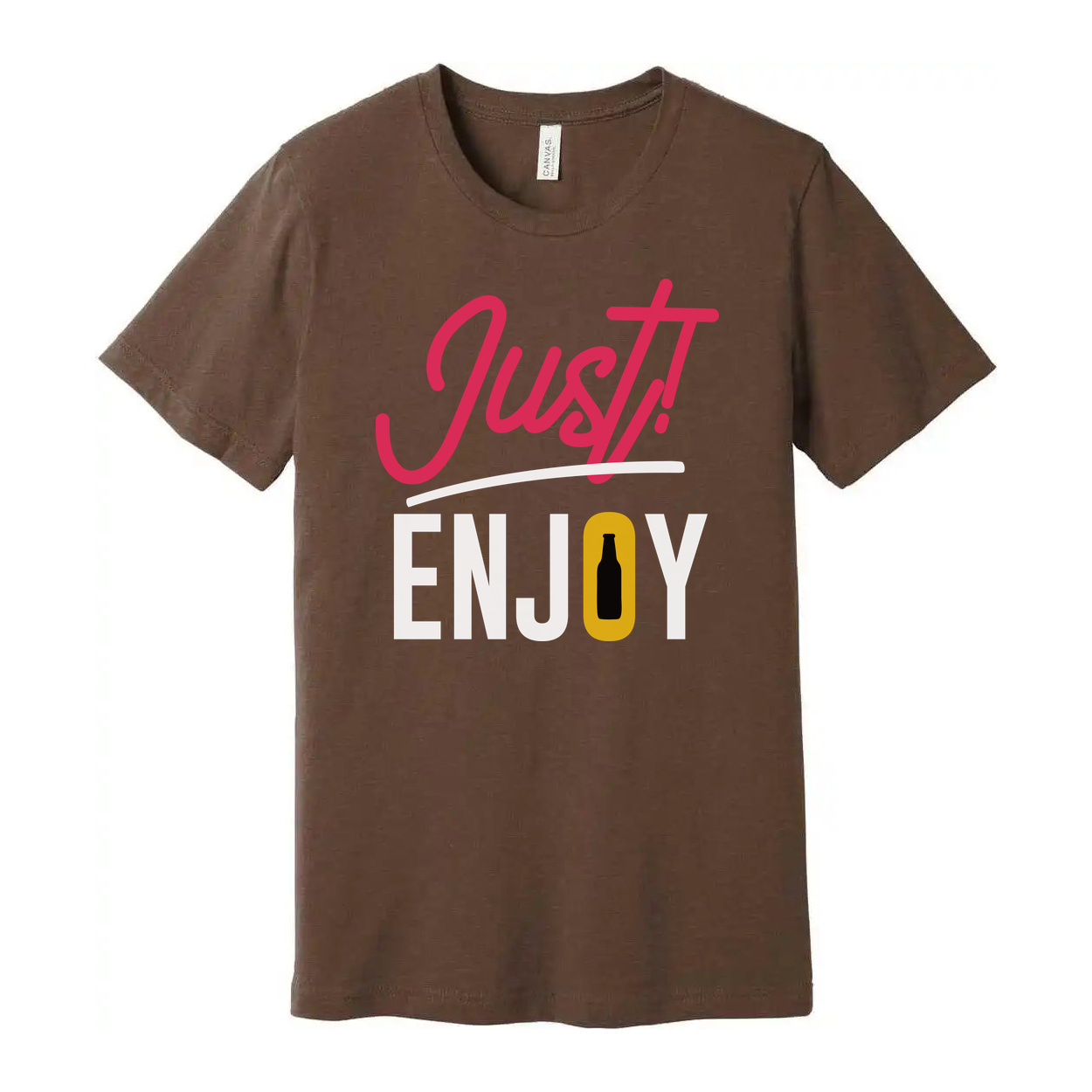 Just Enjoy Beer Graphic Unisex Tee With Bottle Icon Design For Casual Everyday Wear